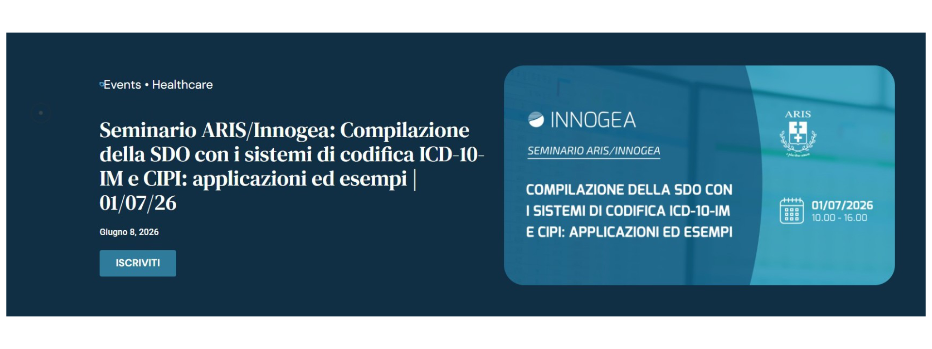 Seminario sui nuovi standard di codifica ICD-10-IM (diagnosi) e CIPI